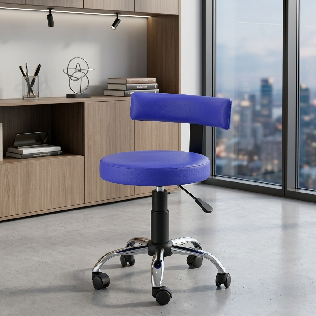 Ketto Chrome Metal Stand Rolling Compact Chair Lift Swivel Stools Currency|with 1 years Parts Replacement warranty