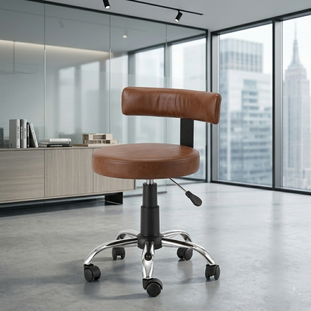 Ketto Chrome Metal Stand Rolling Compact Chair Lift Swivel Stools Currency|with 1 years Parts Replacement warranty