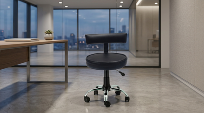Ketto Chrome Metal Stand Rolling Compact Chair Lift Swivel Stools Currency|with 1 years Parts Replacement warranty