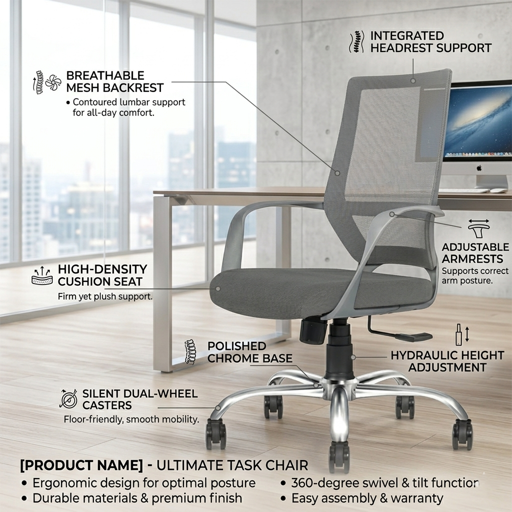 Finch Mesh Mid-Back Office Chair