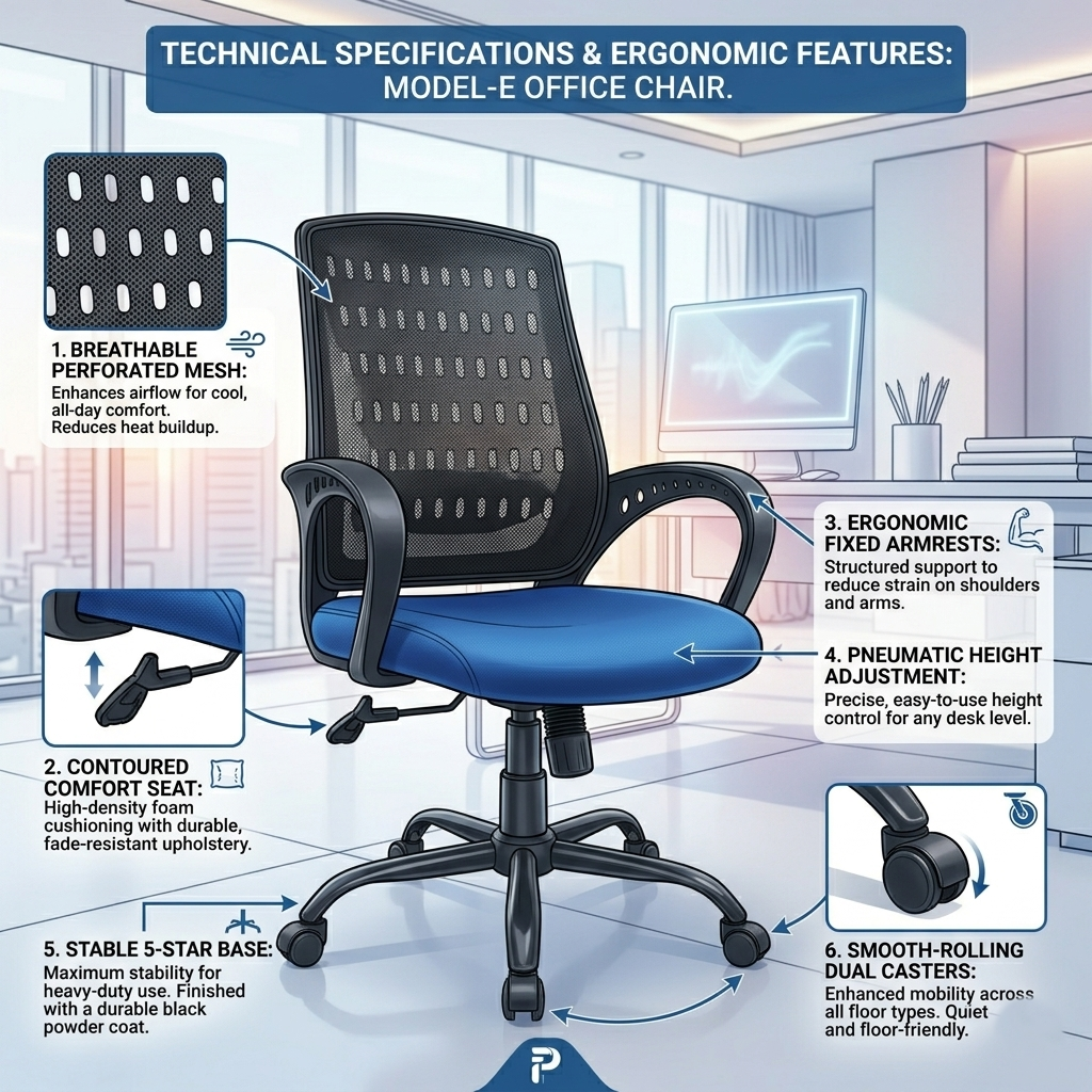 Core Mesh Mid-Back Ergonomic Office Chair (Blazia)