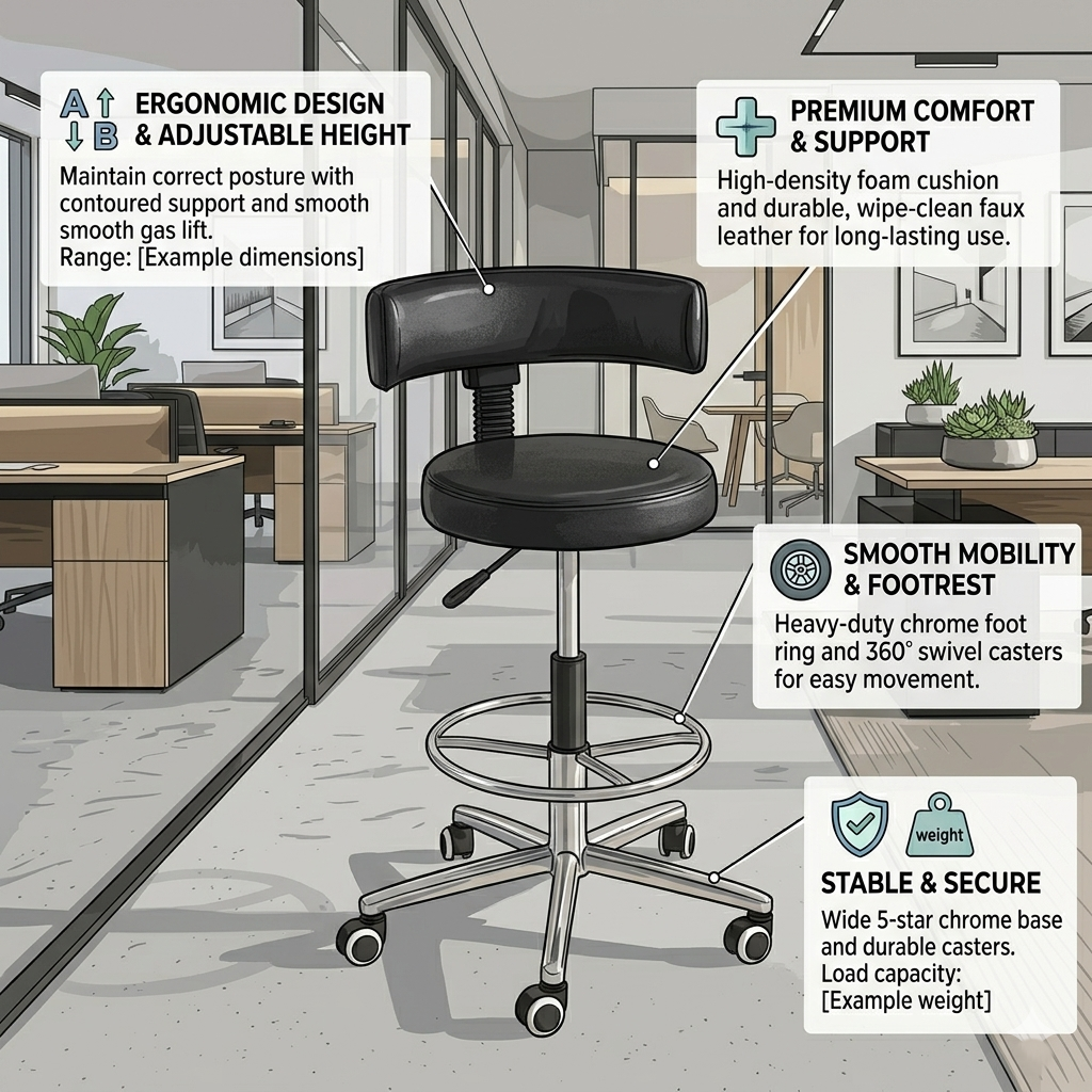Apex Revolving Stool with 3 years Parts Replacement warranty
