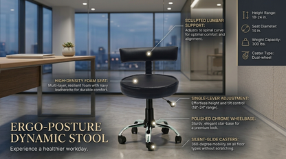 Ketto Chrome Metal Stand Rolling Compact Chair Lift Swivel Stools Currency|with 1 years Parts Replacement warranty