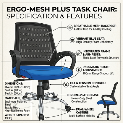 Core Mesh Mid-Back Ergonomic Office Chair (Blazia)